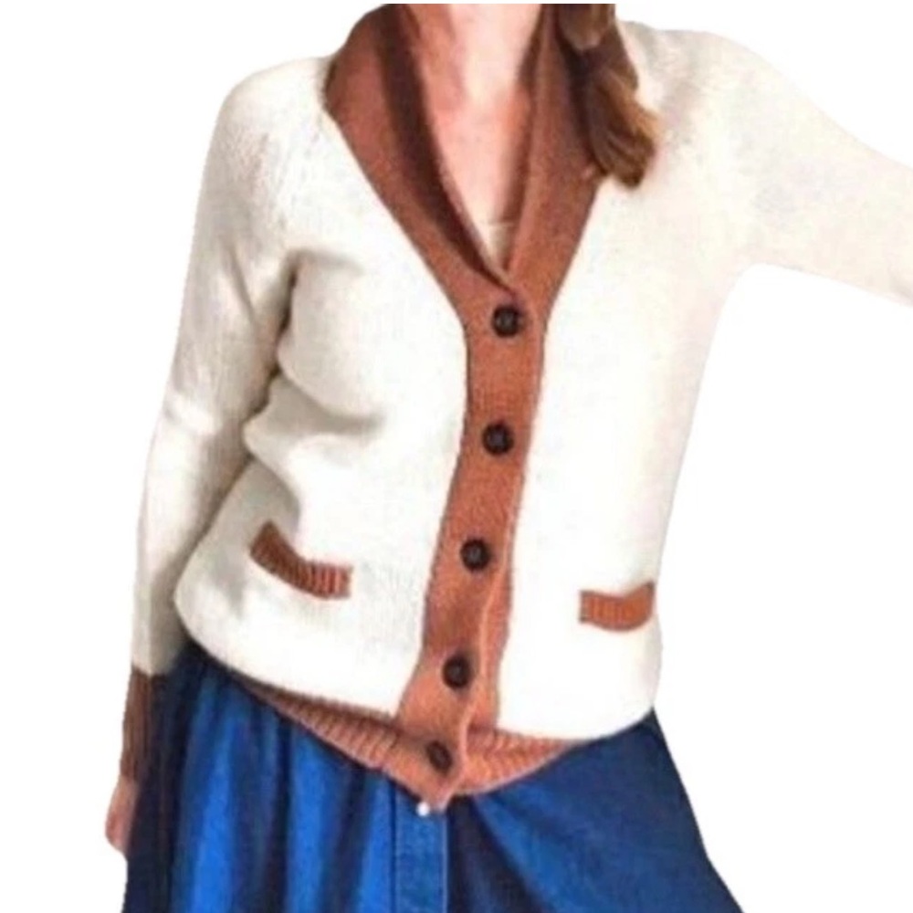 J.Crew ColorBlock Wool Mohair Blend Womens Size Medium Cardigan